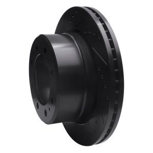 Dodge Ram 2500 Brake Rotor (1) - Rear Left - R1 Concepts - Drilled & Slotted - Black - `09-`25